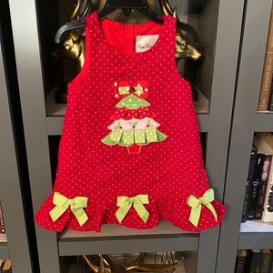 Rare Editions Red Corduroy Christmas Tree Dress 2T
